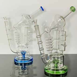 Waterpipe  -13" Inch -  Trumpet Recycler With Honeycomb And Perc - Assorted Color - Price Per Piece
