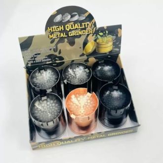 Round Metal Grinder With Built-In Ashtray 63mm 4 Part Assorted Colors