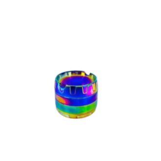 Rainbow Round Metal Grinder With Built-in Ashtray - 63mm - 4 Part