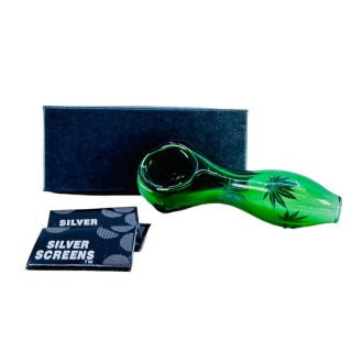 4 Inch Handpipe - Green Leaf Design