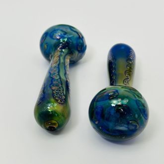 4 Inches Handpipe with Assorted Gold Designs - 6 Piece Per Jar