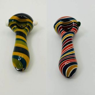 4 Inches Color Swirl Handpipe with Wig Wag Head - Price Per Piece
