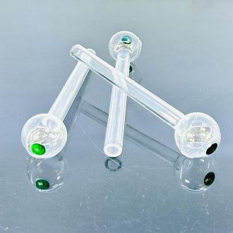 6 Inch Oil Burner - Clear With Color Dot - 793 - Price Per Piece