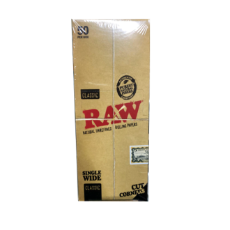 Raw Classic Natural Slow Burning single Wide Rolling Papers With Cut Corners -50 Leaves Per Pack, Pack Of 50