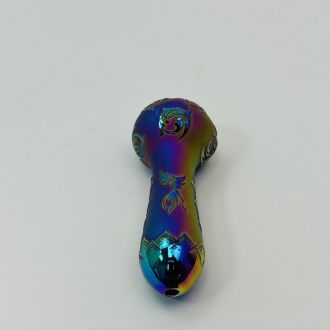 Sense Glass - Handpipe 4-inches - Electroplated Spoon With Assorted Designs - (YD3415/105L)