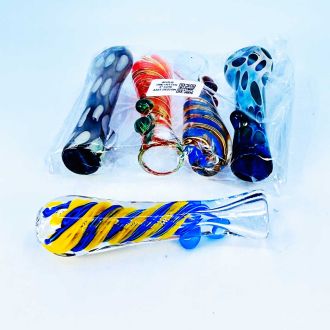 AGOH5 - 3 Inch One Hitter - Gold Fumed - Assorted  Designs - 5 Pieces Per Pack