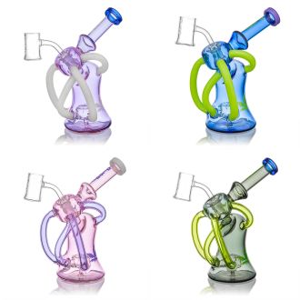 Aleaf Waterpipe 9" Inch - Quad Recycler With Banger - Venus - Assorted Colors - Al2012 - Price Per Piece