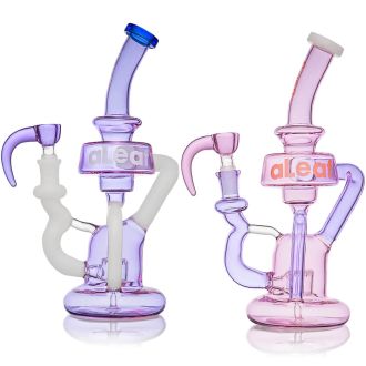 Aleaf Waterpipe 9 Inch - Recycler With Horn Bowl - Zeus - Assorted Colors - AL2035 - Price Per Piece