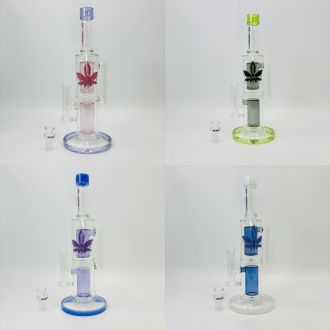 Aleaf The Double Ripple - Double Can Perc Tube Waterpipe - 14.6 Inches - AL6186