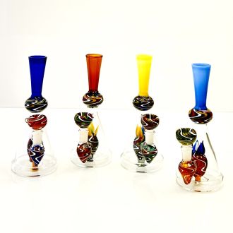 Amber Tube Waterpipe With Wig Wag Showerhead Perc - 8.5 Inch - WPAG86