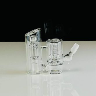 Glass Ash Catcher Double Chamber - 6 Arm - Mini Showerhead - 45° Degree - 14mm Female - 14mm Male  - Assorted