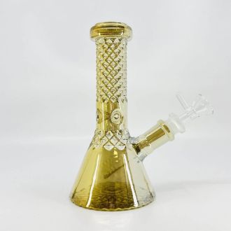  Beaker Waterpipe - 7 Inch - Gold