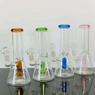 Waterpipe 8"Inch - Beaker With Ice Catcher And Bubble Cone Shower Head -  Assorted Color - Price Per Piece
