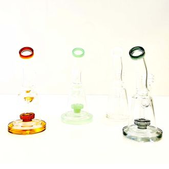 Bell Vase Bent Neck Waterpipe With Showerhead Perc - 9 Inch - Assorted Colors - Price Per Piece - WPAG59