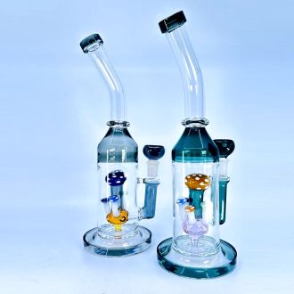 Bent Neck Waterpipe With Mushrooms Perc - 12 Inch - WPAG93