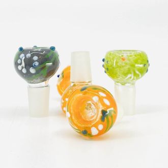 Bowl 18mm Male Flower-leaf - 5 Bowls Per Pack - Assorted