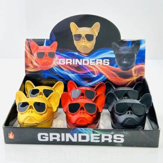 Grinder Metal French Bulldog - 3 Parts With Drawer - Assorted Colors - Price Per Piece