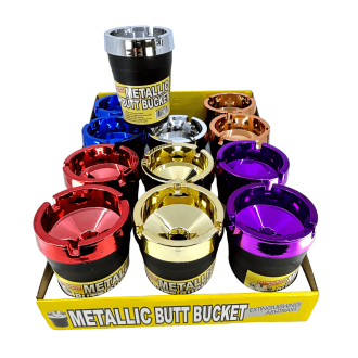 Butt Bucket Metallic Ashtray - 12 Counts Per Display
