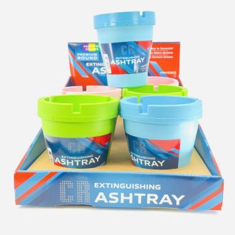 Cr Butt Bucket Ash Tray Small - 6 Count Per Display - Assorted Color - Round