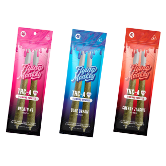 FLYING MONKEY THC-A PRE ROLLS 42% DIAMOND INFUSED 2X2GR