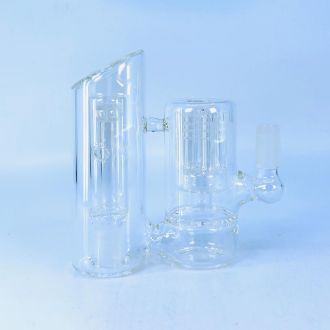 CHAC075-1 - Clear Ash Catcher 14 Male - 14 Female - 45 Degree With Double Perc