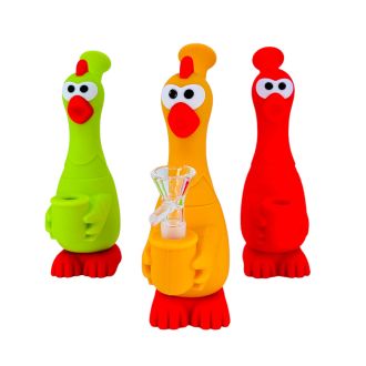 Chicken Shaped Silicone Waterpipe - 7 Inch - X5999 - Price Per Piece - Assorted Colors