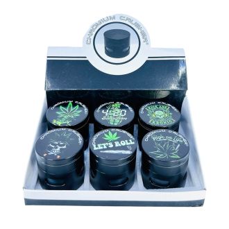 Chromium Crusher - Grinder With Assorted Leaf Design and See-through Storage - 2.25 Inch - 70361L
