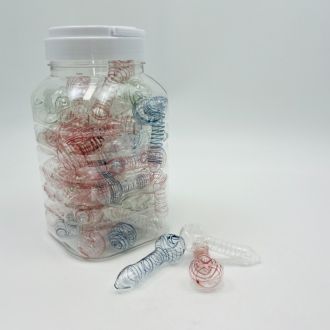 Clear Swirl Color Glass Handpipe - 3 Inch - HPMS222 - Assorted Colors - Price Per Piece