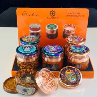 Bob Marley  Design Spinnable Grinder - Skull With Pop-Up Tray - 63mm - 4 Parts - Assorted - Mg-064 - Price Per Piece