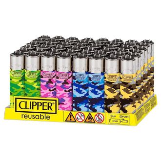 Clipper Lighter - Reusable - 48 Pieces Per Display - Camo - Assorted Designs