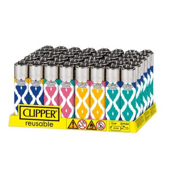 Clipper Lighter - Reusable - 48 Pieces Per Display - Ikat - Assorted Designs