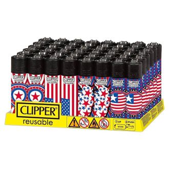 Clipper Lighter - Reusable - 48 Pieces Per Display - Stars - Assorted Designs