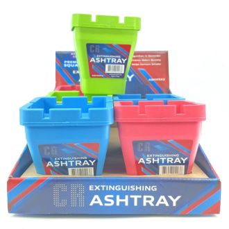 Cr Butt Bucket Ash Tray - Large - 6 Count Per Display - Square - Assorted Color
