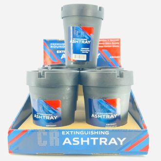 Cr Butt Bucket Ash Tray Large - 6 Count Per Display - Round - Black