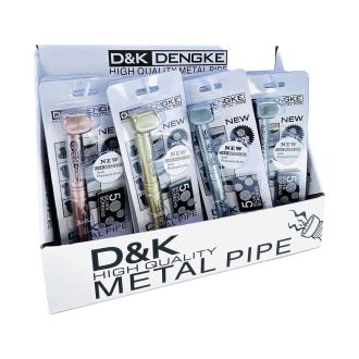 D and K Dengke - 5 Inch Metal Pipe - With Screen - Mix Etched Design - 16 Counts Per Display - DK8818GL