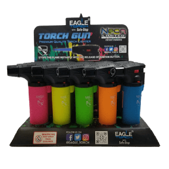 Eagle Torch Lighter - 4 Inch Soft Touch Torch - Neon Edition - #PT101N -  Display Of 15