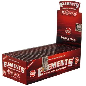 Elements Red Single Wide Hemp Papers Double Pack - 25 Packs Per Box