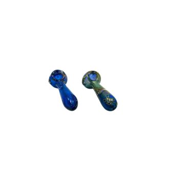 Flower Designs Handpipe - Blue Gold - 4 Inch - HPRG5 - Price Per Piece