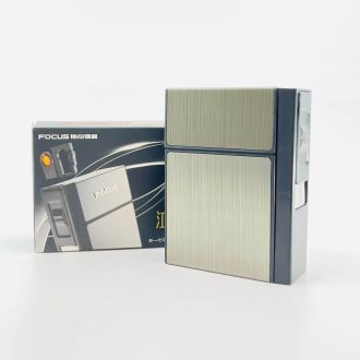 Focus Cigarette Case With Lighter - Metal Plastic