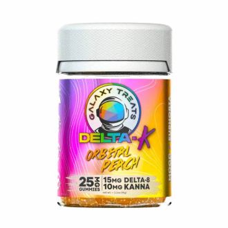Galaxy Treats Delta 8 + Kanna Gummies - 500mg - 20 Gummies Per Jar - Orbital Peach