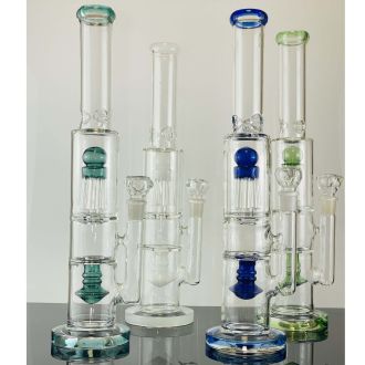 Glass Waterpipe - 16" Inch -  With Perc And Double Chamber