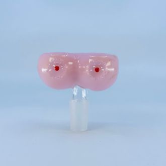 Bowl 14mm Male - Double Boobie Glass - Pink