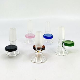 Glass Bowl With Color Handle - 14mm - Male - 5 Per Pack (Bw447)