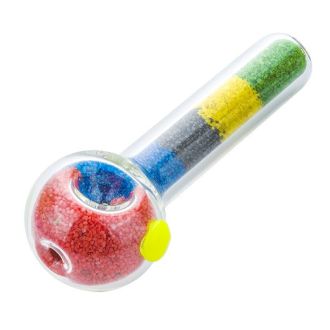 Handpipe 4" Inch - Sand Filled Multi-colored Glow in the Dark