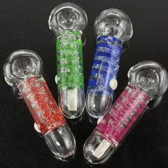 Handpipe 5" With Glycerin Glitter - With Coil - Assorted Colors - Price Per Piece