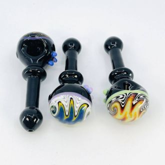 Handpipe 4" Inch - Black With Wig Wag Head - Assorted - Price Per Piece