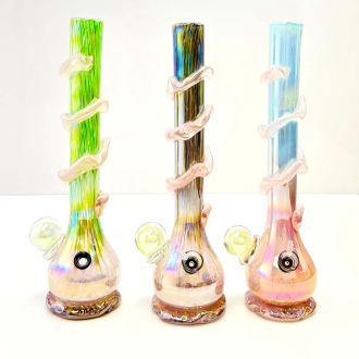 Glass Waterpipe 14 Inch - Ray-K-125 - Assorted Colors - Price Per Piece - WPRT54