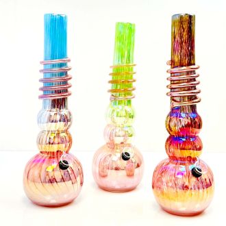 Glass Waterpipe 15 Inch - Ray-K-135 - Assorted Colors - Price Per Piece - WPRT57
