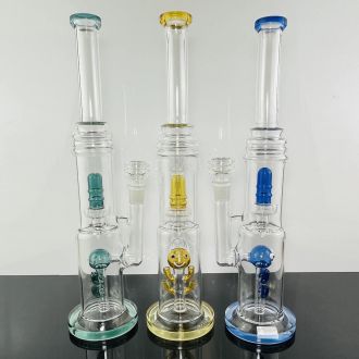 Waterpipe 15" Inch - Dual Chamber With Bubble Cone Inline Perc And Character Shower Head - Assorted - Price Per Piece
