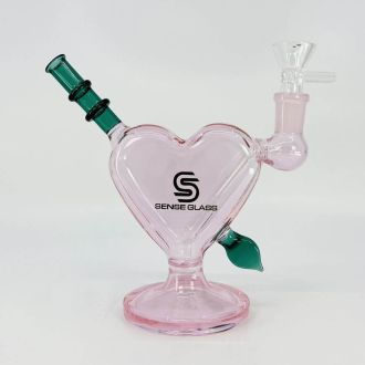 Sense Glass Waterpipe - 6" Inch - Pink Cupid Heart